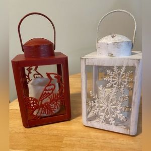 Set of 2 Christmas Rustic metal lanterns, NWOT